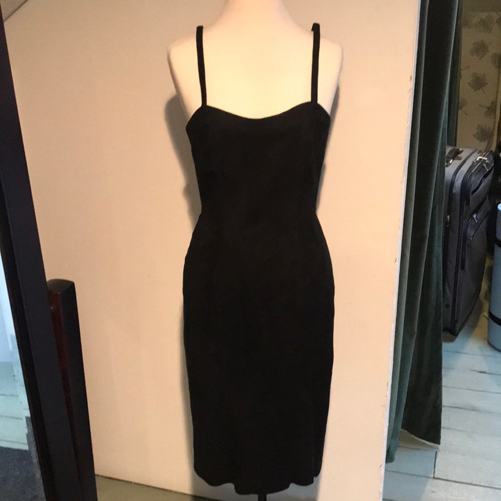 Gorgeous vintage soft black suede dress